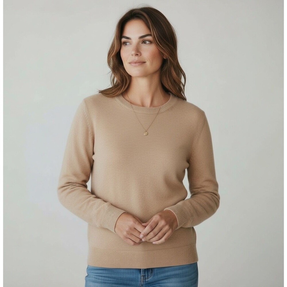 NWT Antonio Melani 100% Cashmere Crew Neck Sweater Camel Womens XL